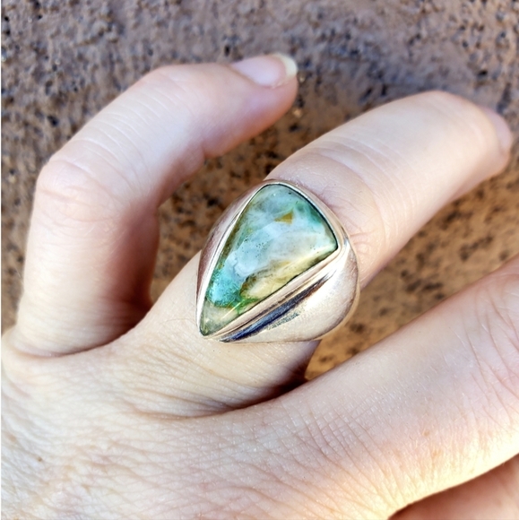 New Men's Chrysocolla 925 Silver Ring. - Picture 12 of 15